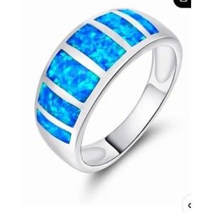 925 Silver Blue Fire Opal Ring